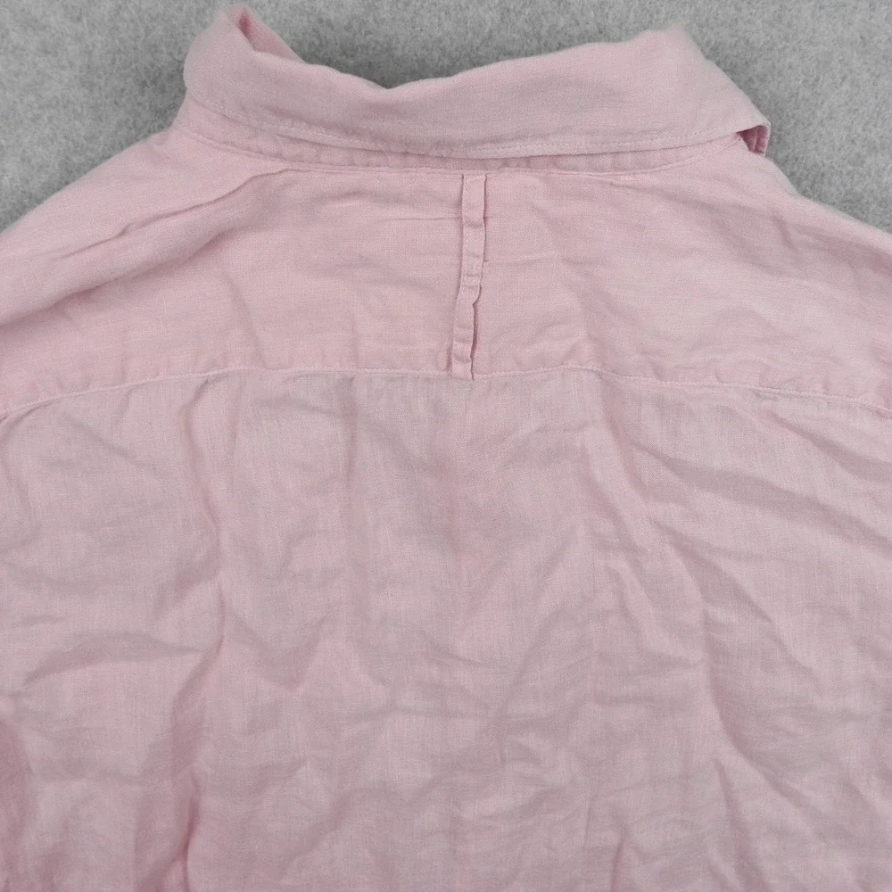 Banana Republic Linen Shirt Mens XL Garment Dye Pink Long Sleeve Button Down Top